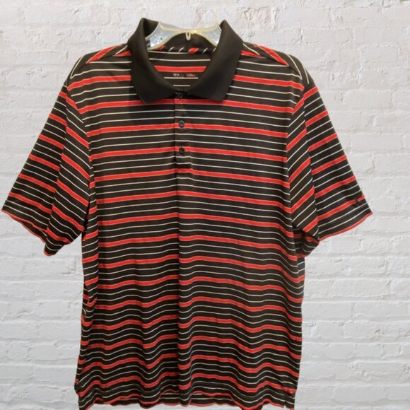 FILA SPORT -- Large Man's Polo Shirt, Red/Black Stripe, Breast Pocket, Buttons - Picture 5 of 9